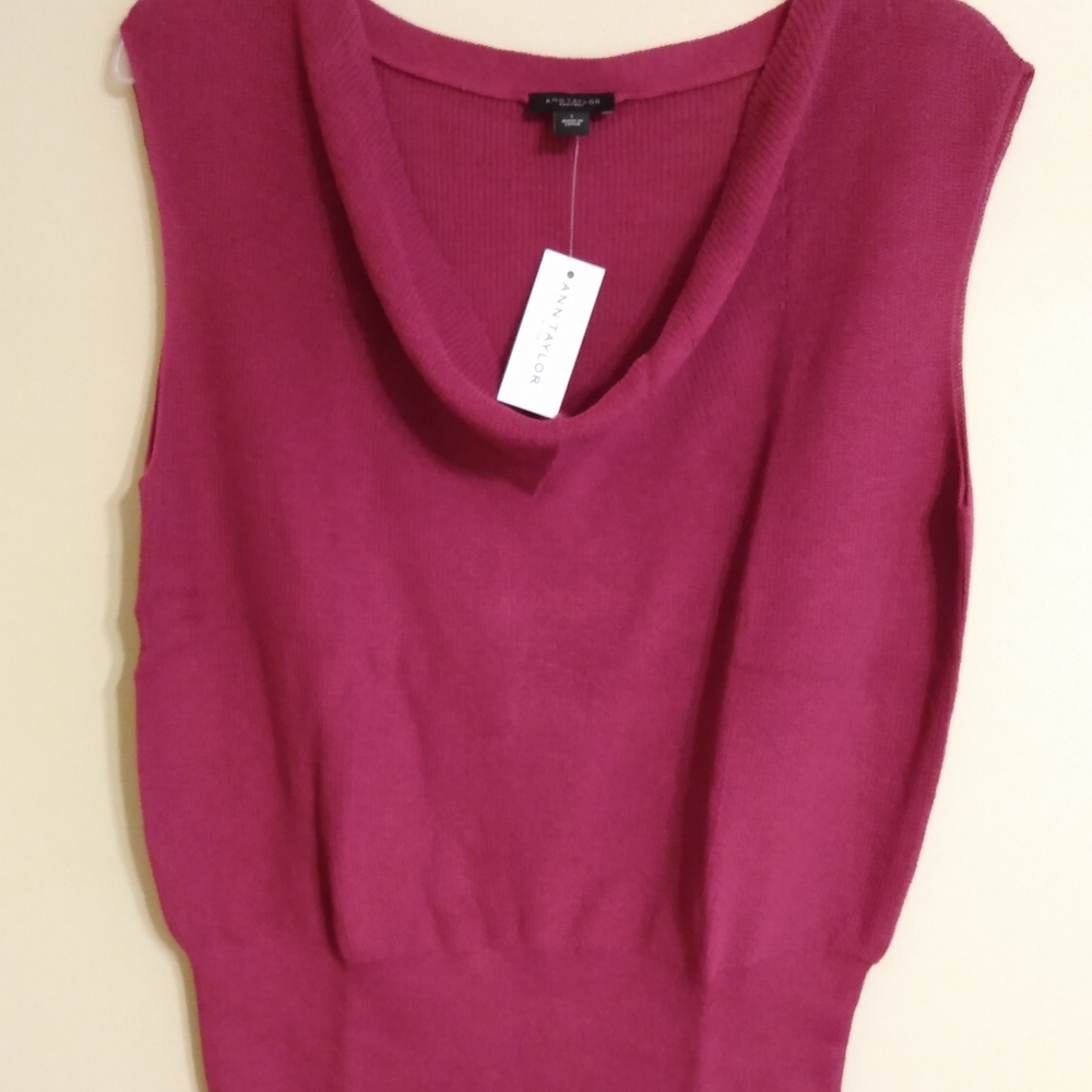 Ann Taylor, burgundy cotton knit top